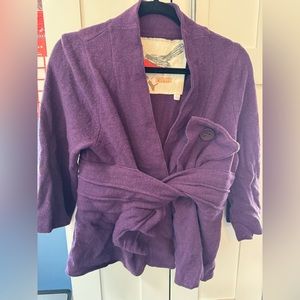 Anthropologie Robin Purple Wool blend crossover cardigan